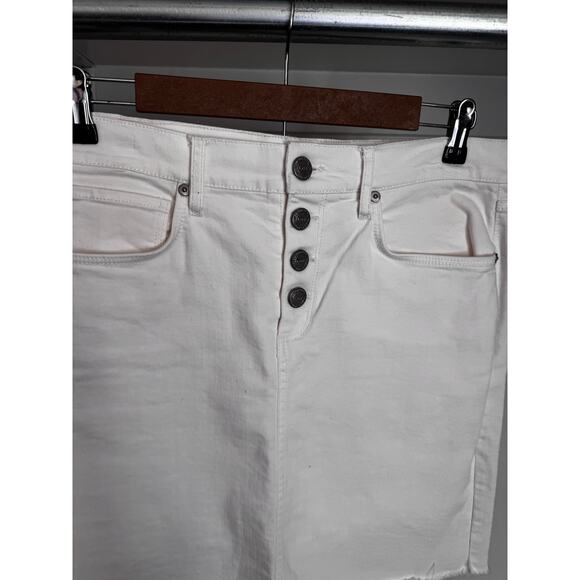 Loft White Denim Skirt Size 8 Petite Mini Skirt Button Fly Women's - Picture 10 of 11